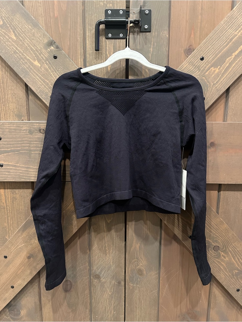 Zella Black Cropped Seamless Long-Sleeve Top